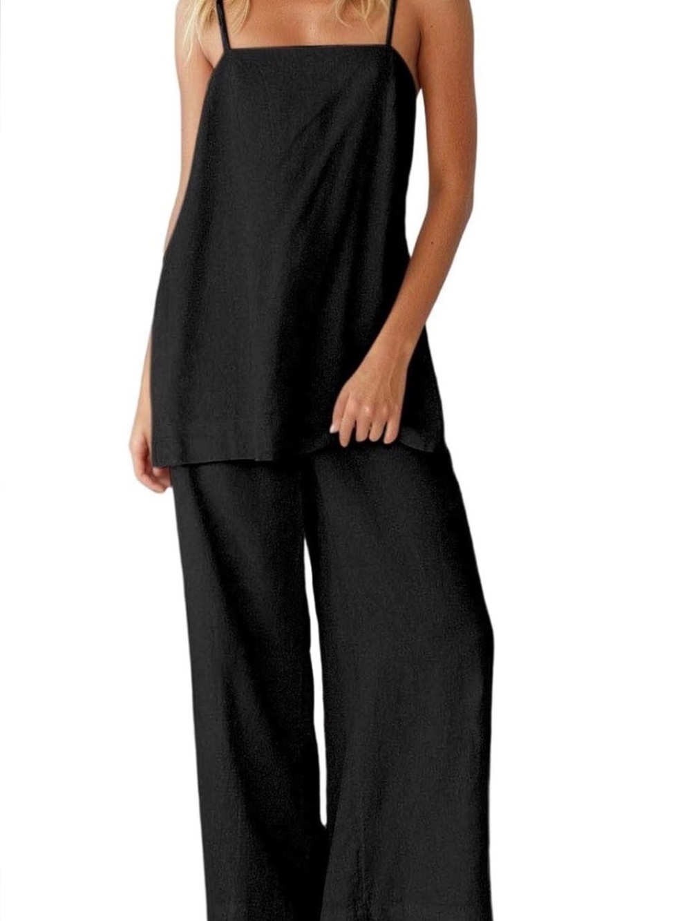 Black Spaghetti Strap Wide-Leg Set XXL